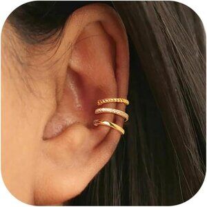 NEW 14K Gold Sterling Silver PlatedHoop Earring  Set NWOT